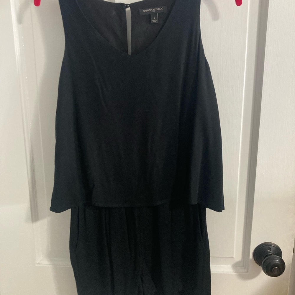 Banana Republic Elegant Black V-Neck Jumpsuit
